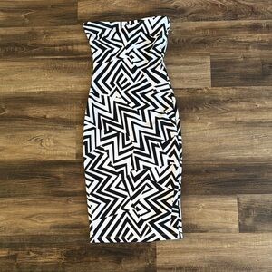 Black and White Strapless Dress